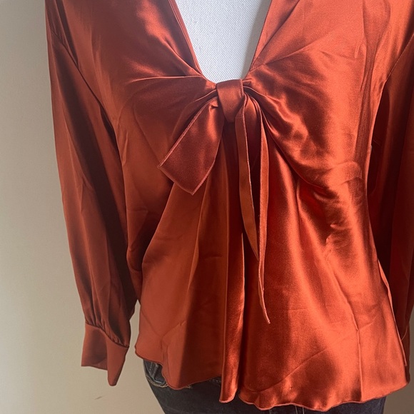 Cinq à Sept Rust Satin Tunic pure silk NWOT - Picture 2 of 11